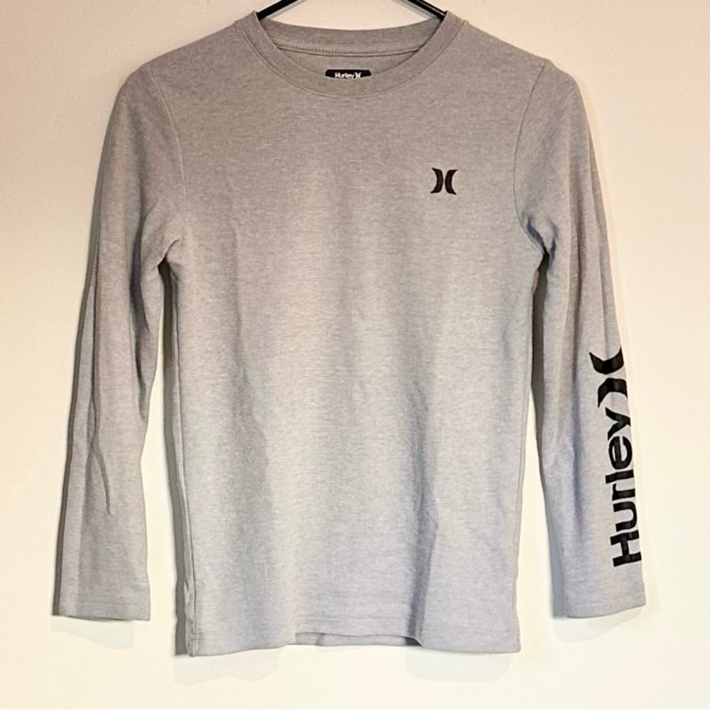 Hurley Light Gray Waffle Knit Shirt - Size: 10/12